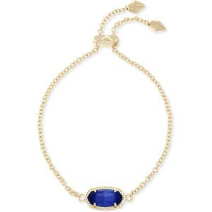 Gold-Plated Brass Women’s Adjustable Charm Chain Bracelet with Genuine Stone, 9